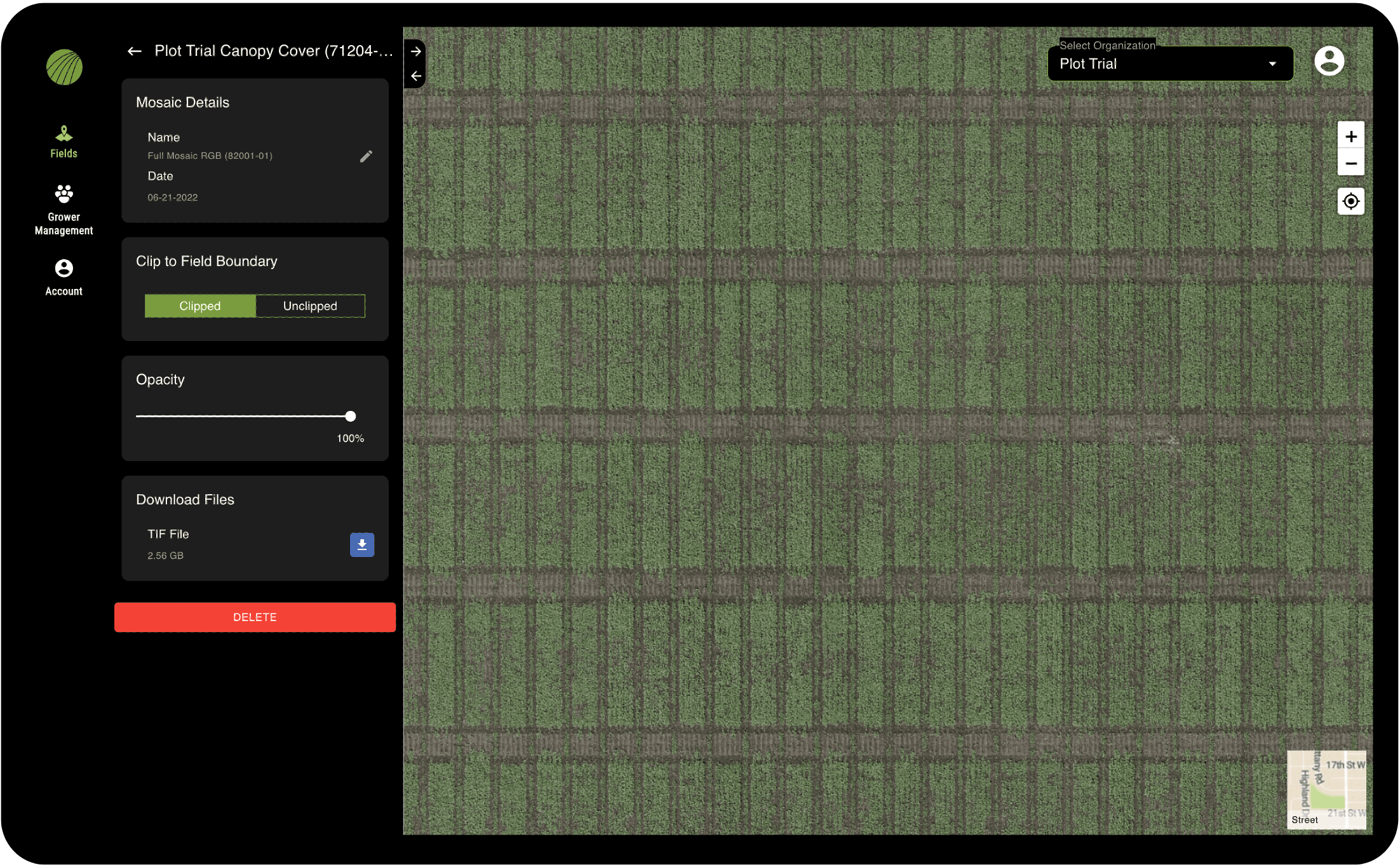 RGB Mosiac for Canopy Cover