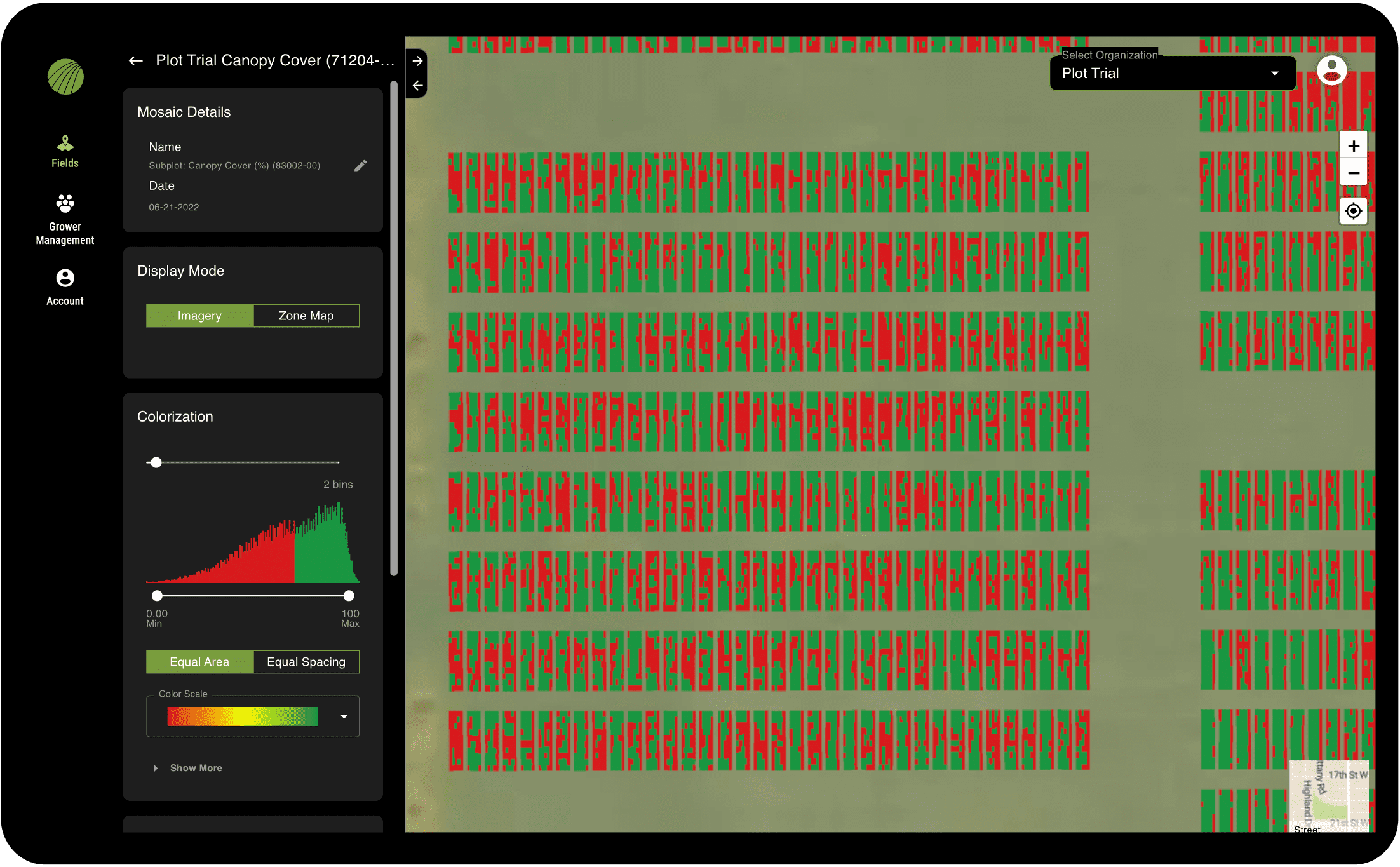 Subplot metrics for Sentera's Canopy Cover