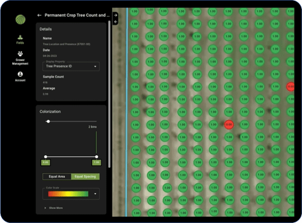 Tree Count analytics from Sentera for permanent crops